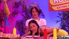 Play Black Ebony Lesbian Threesome with Strapon and Dildo